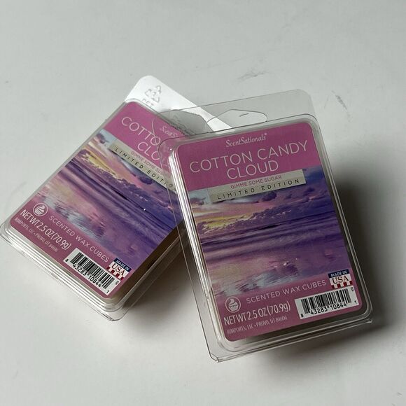 ScentSationals Cotton Candy Cloud Scented Wax Cubes USA 2.5oz Lot Of 2 - Picture 5 of 5